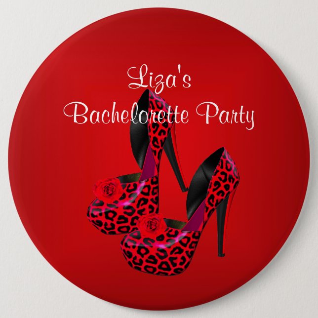 Button Bachelorette Party Red Black Shoe (Front)