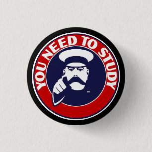 Button badge in University of Edinburgh colours.