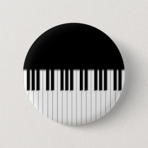Button Badge - Piano Keyboard black white