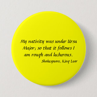 Button/Badge - Shakespeare, "King Lear" 7.5 Cm Rou 7.5 Cm Round Badge