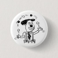 Button Badge with a Juggler Juggling Illustration