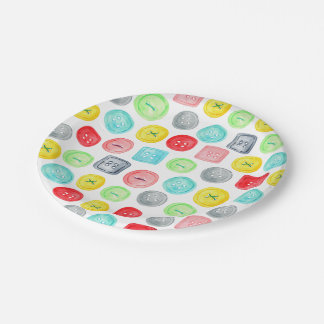 Button birthday party paper plate
