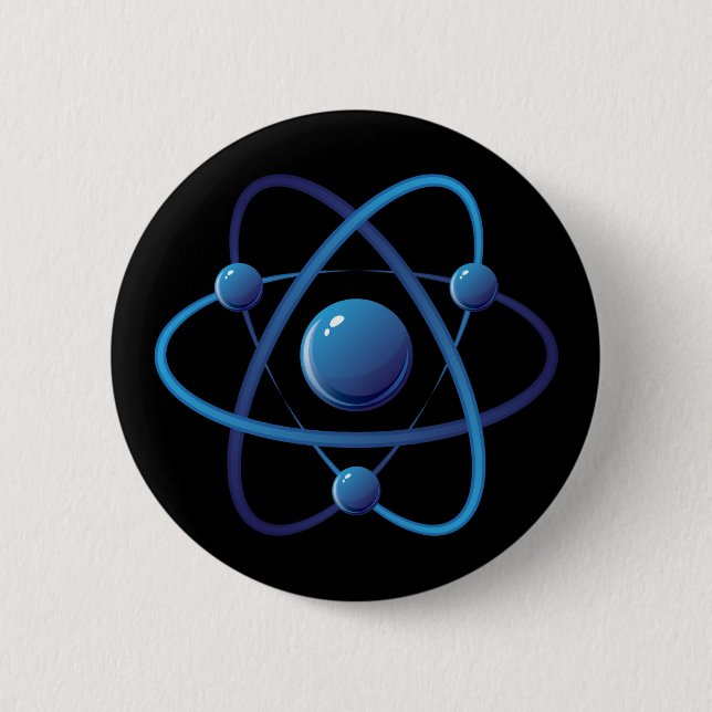 Button: Blue atom 6 Cm Round Badge (Front)