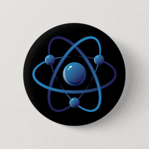 Button: Blue atom 6 Cm Round Badge