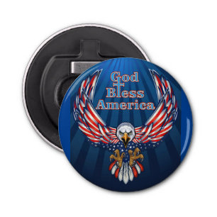 Button Bottle Opener American beautiful Eagle Blue