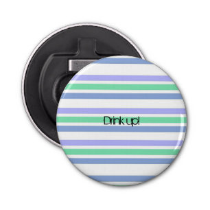 Button Bottle Opener Green Purple Stripe