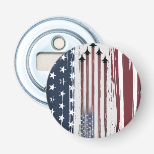 Button Bottle Opener grunge American Flag Aircraft