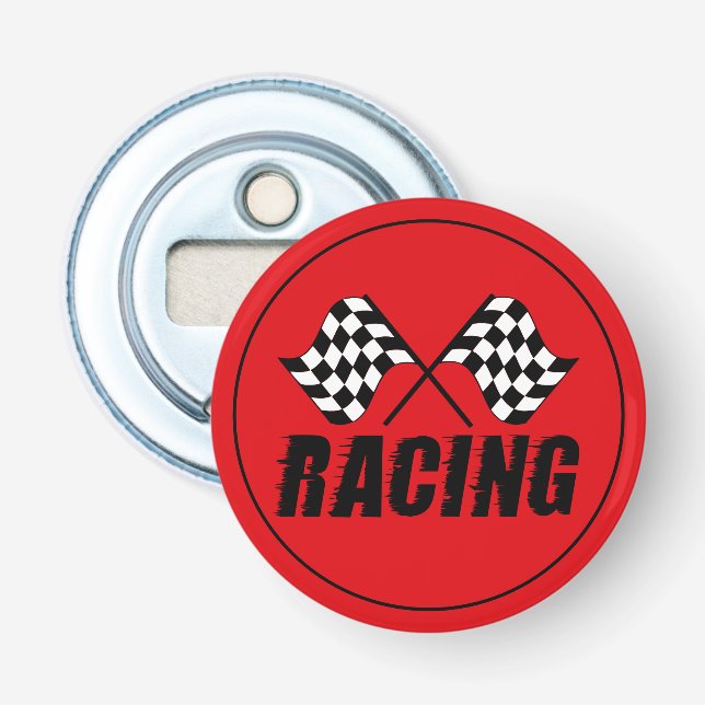 Button Bottle Opener-Racing Flags Opener (Front)