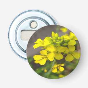 Button Bottle Opener with Yellow Flower Design