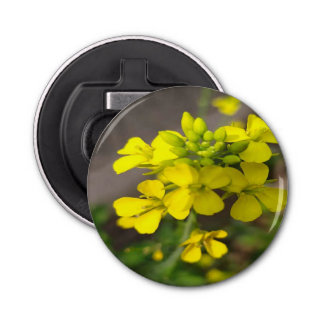 Button Bottle Opener with Yellow Flower Design