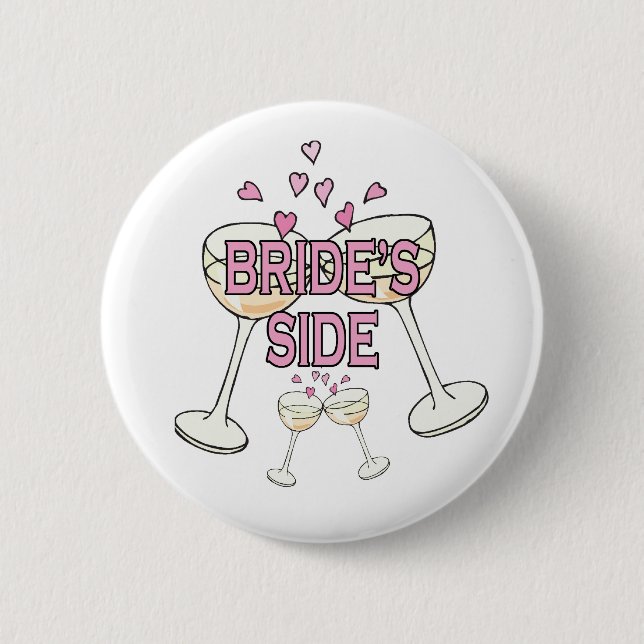 Button: Bride's Side 6 Cm Round Badge (Front)