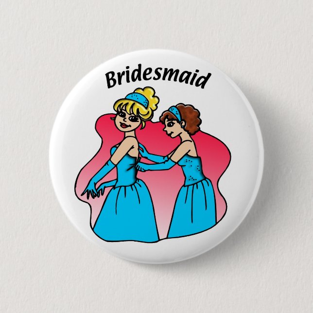Button: Bridesmaid (Blue) 6 Cm Round Badge (Front)