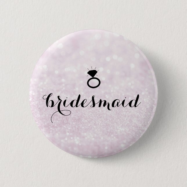 Button - Bridesmaid Glitter Ring Bling Lav (Front)