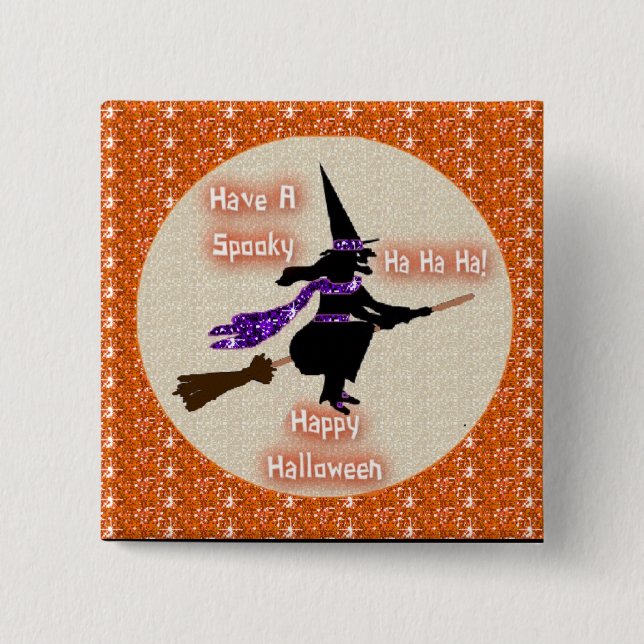 Button Broom Stick Witch (Front)