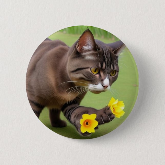 Button(cat theme) 6 cm round badge (Front)