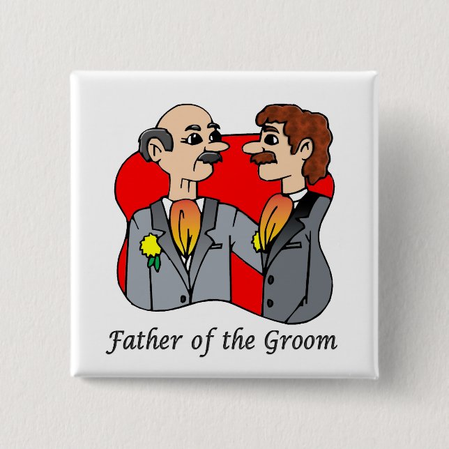 Button: Father of Groom 15 Cm Square Badge (Front)