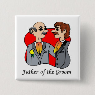 Button: Father of Groom 15 Cm Square Badge