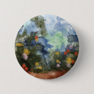Button, Flowered Path Watercolor 6 Cm Round Badge