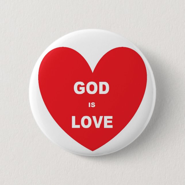 Button God Is Love Red Heart (Front)