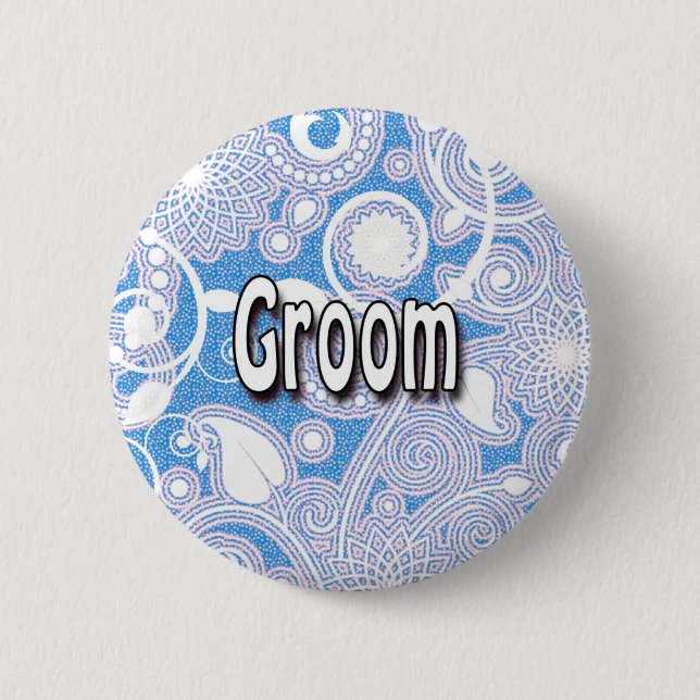 Button: Groom 6 Cm Round Badge (Front)