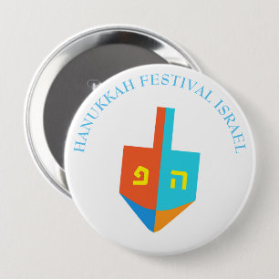 Button Hanukkah Festival Dreidel Hebrew Logo