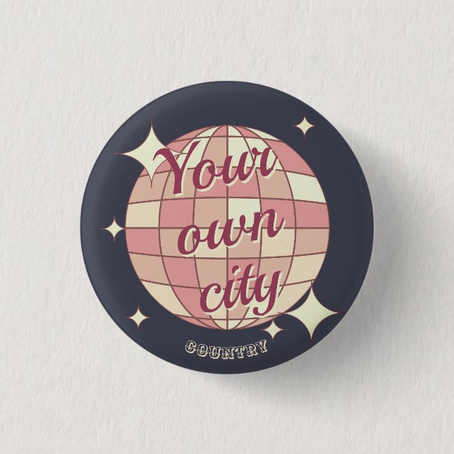 Button hometown city village custom name (Front)