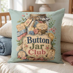 Button Jar Club Cottagecore Sewing Collage Cushion