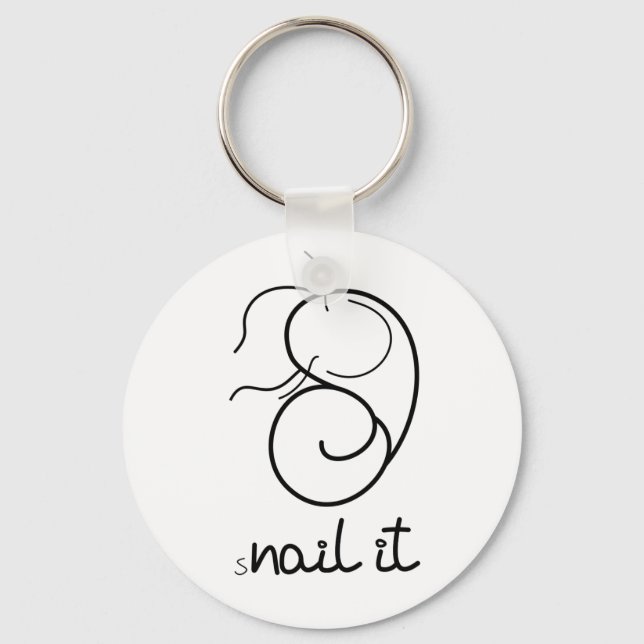 Button Key Ring. CUTE FUNNY SNAIL. Nail it Key Ring (Front)