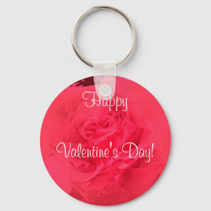 Button Keychain Pink Rose Valentine's Day