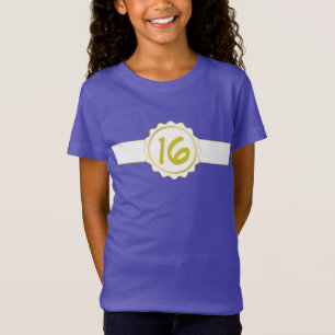 Button Label Banner - Circle WHITE GOLD 6 + name T-Shirt