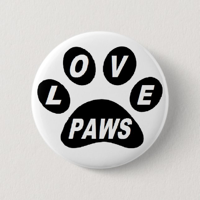 Button Love Paws on Paws Black (Front)