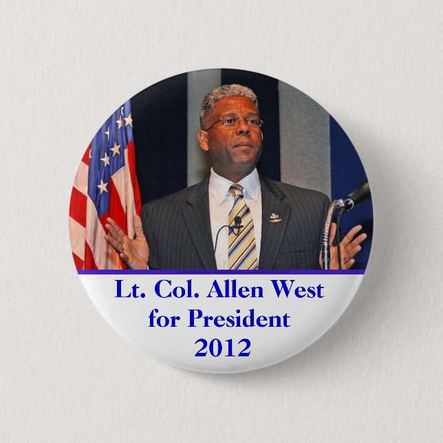 Button, Lt. Col. Allen West for President 2012 6 Cm Round Badge (Front)