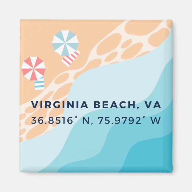 Button Magnet - Coordinates of Virginia Beach, VA  (Front)