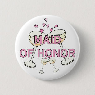 Button: Maid of Honour 6 Cm Round Badge