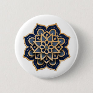 Button-Mandala Design Sewing Button - Navy Blue & 