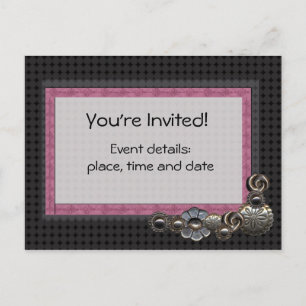 Button party invitation postcard