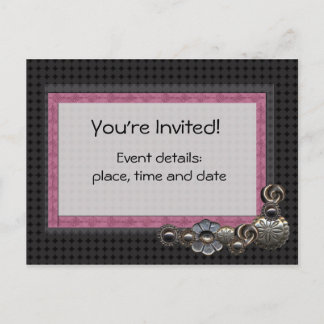 Button party invitation postcard