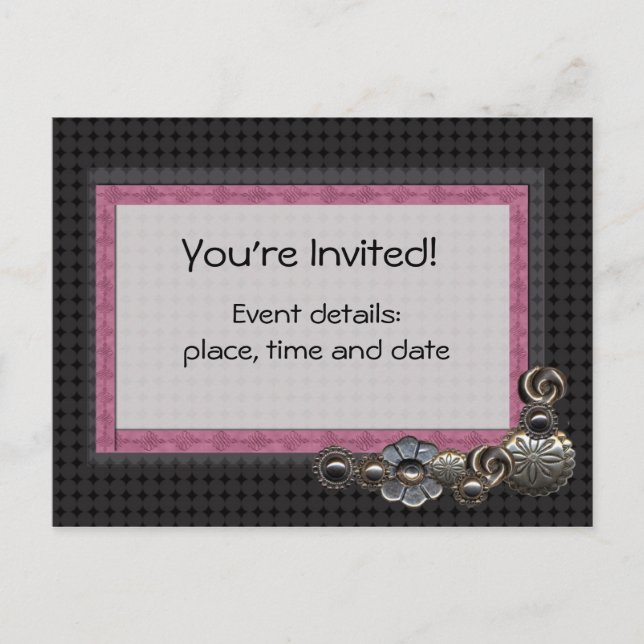 Button party invitation postcard (Front)