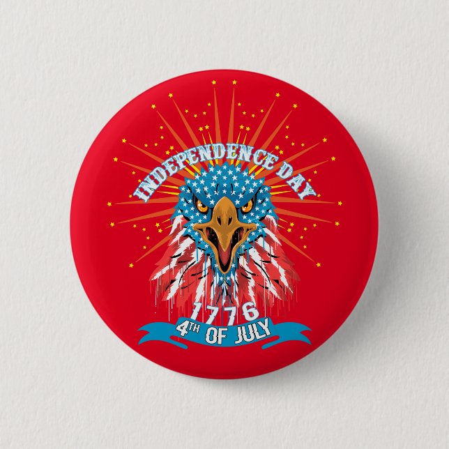 Button pin American beautiful Impressive Eagle red (Front)