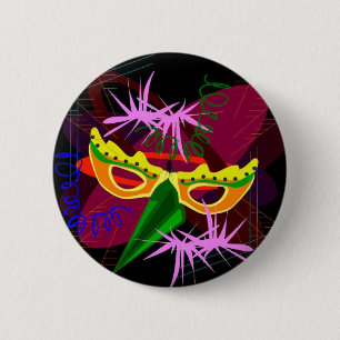 Button,Pin,Brooch-Mardi Gras 6 Cm Round Badge