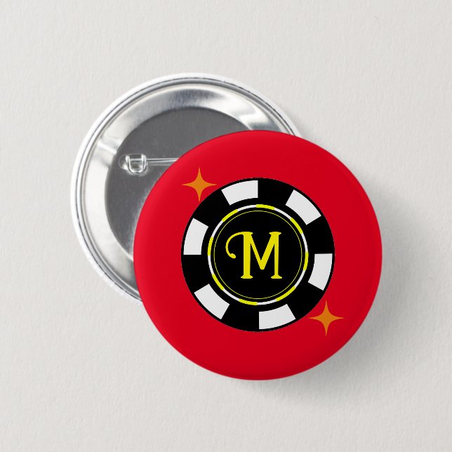 Button - Poker Personalised (add initial) (Front & Back)