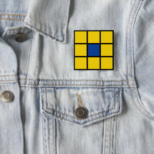 Button Quadrate Blume Gelb Blau