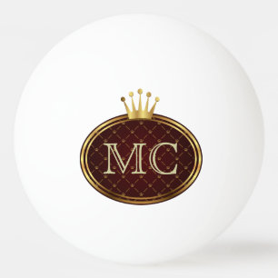 Button RETRO GOLD CROWNS + your monogram Ping Pong Ball