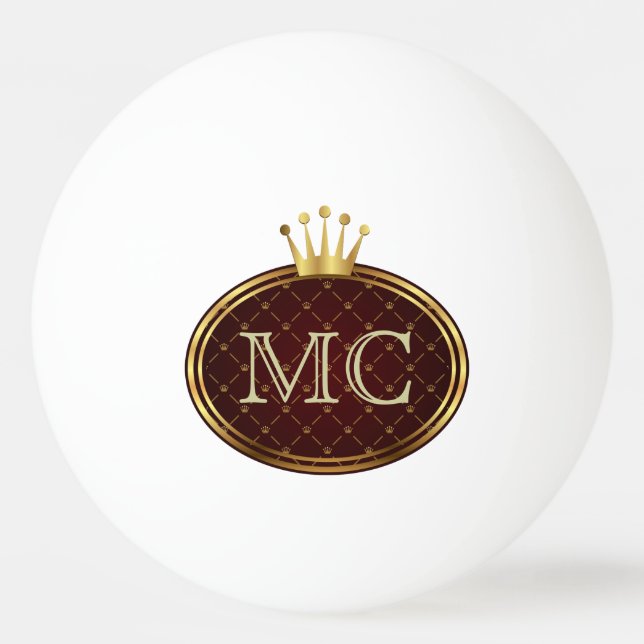 Button RETRO GOLD CROWNS + your monogram Ping Pong Ball (Back)