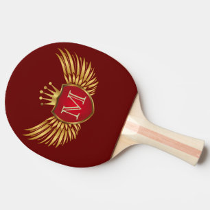 Button RETRO GOLD WINGS + your monogram Ping Pong Paddle