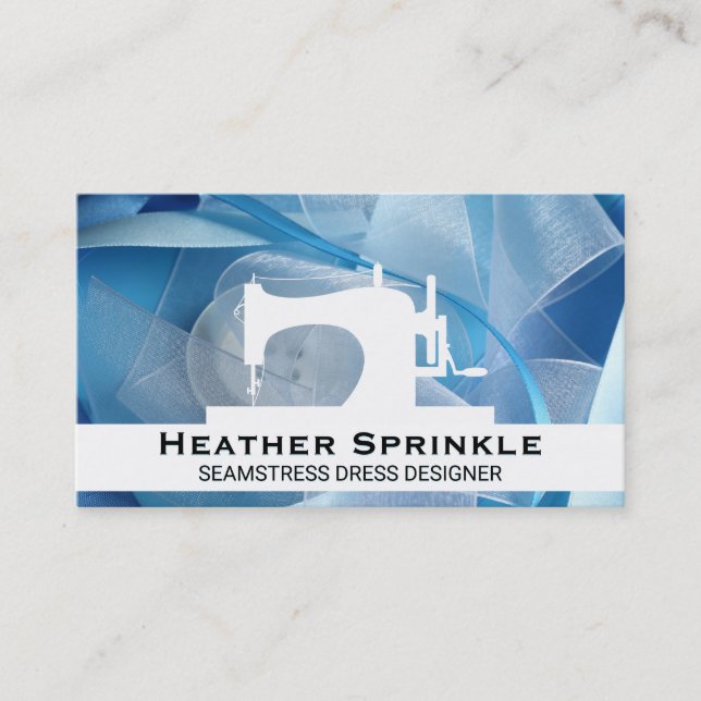 Button & Ribbon | Sewing Machine Business Card (Front)