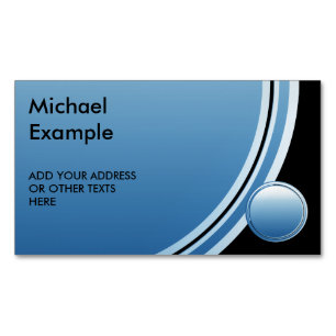 Button round blue gradients + your backg. & text magnetic business card