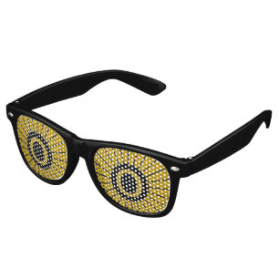 BUTTON ROUND RAYS gold + your monogram Retro Sunglasses