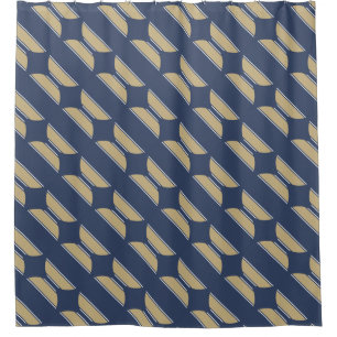 BUTTON ROUND stripes blue sand grey Shower Curtain