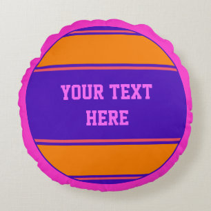 BUTTON ROUND stripes orange violet + your idea Cushion